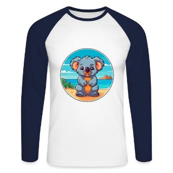 Koala Aquarell Cartoon Kawaii Clipart Tier - Unisex Baseballshirt langarm - Weiß/Navy - Vorne - Nik (191cm)