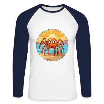 Spider Watercolor Cartoon Kawaii Clipart Animal - Unisex Long Sleeve Baseball T-Shirt - white/navy - Front - Nik (191cm)