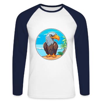 Eagle Watercolor Cartoon Kawaii Clipart Animal - Unisex Long Sleeve Baseball T-Shirt - white/navy - Front - Nik (191cm)