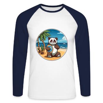 Panda Aquarell Karikatur Kawaii Clipart Tier - Unisex Baseballshirt langarm - Weiß/Navy - Vorne - Nik (191cm)