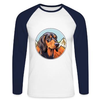 Andalusian Hound Dog Breed Cartoon Kawaii Watercol - Unisex Long Sleeve Baseball T-Shirt - white/navy - Front - Nik (191cm)