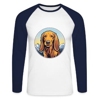 Alpine Dachsbracke Dog Breed Cartoon Kawaii Waterc - Unisex Long Sleeve Baseball T-Shirt - white/navy - Front - Nik (191cm)