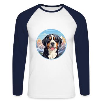 Appenzeller Sennenhund Dog Breed Cartoon Kawaii Wa - Unisex Long Sleeve Baseball T-Shirt - white/navy - Front - Nik (191cm)