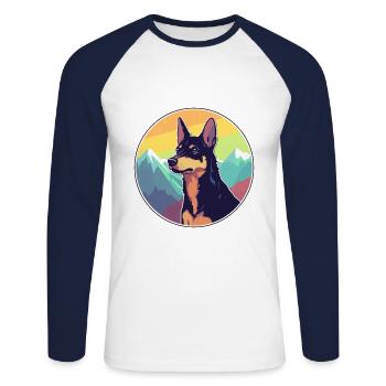 Australian Kelpie Dog Breed Cartoon Kawaii Waterco - Unisex Long Sleeve Baseball T-Shirt - white/navy - Front - Nik (191cm)