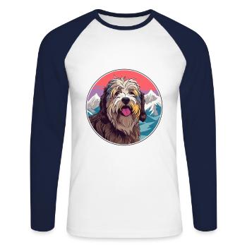 Bergamasco Schäferhund Hunderasse Karikatur Kawaii Wasser - Unisex Baseballshirt langarm - Weiß/Navy - Vorne - Nik (191cm)