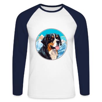 Berger De Beauce Hunderasse Cartoon Kawaii Watercol - Unisex Baseballshirt langarm - Weiß/Navy - Vorne - Nik (191cm)