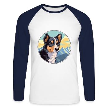 Black Tan chien race Cartoon Kawaii aquarelle - T-shirt baseball manches longues Homme - blanc/marine - Devant - Nik (191cm)