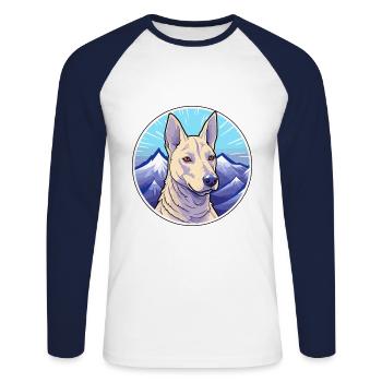 Bleu Thai Ridgeback chien race Cartoon Kawaii eau - T-shirt baseball manches longues Homme - blanc/marine - Devant - Nik (191cm)