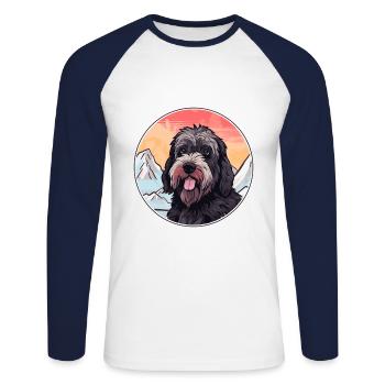 Terrier Russe Noir Race De Chien Cartoon Kawaii Wat - T-shirt baseball manches longues Homme - blanc/marine - Devant - Nik (191cm)