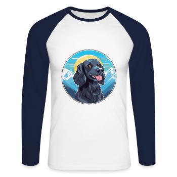 Épagneul Picard bleu race chien dessin animé Kawaii Wate - T-shirt baseball manches longues Homme - blanc/marine - Devant - Nik (191cm)