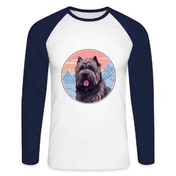 Bouvier Des Flandres Race De Chien Cartoon Kawaii Wate - T-shirt baseball manches longues Homme - blanc/marine - Devant - Nik (191cm)
