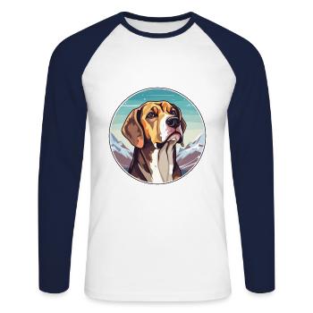 Braque Du Bourbonnais Race De Chien Cartoon Kawaii Wat - T-shirt baseball manches longues Homme - blanc/marine - Devant - Nik (191cm)