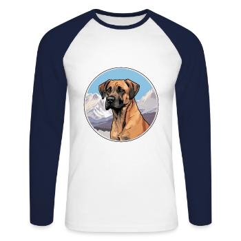 Black Mouth Cur Dog Breed Cartoon Kawaii Watercolo - Unisex Long Sleeve Baseball T-Shirt - white/navy - Front - Nik (191cm)