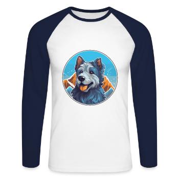 Bleu De Gascogne Chien Race Cartoon Kawaii Watercol - T-shirt baseball manches longues Homme - blanc/marine - Devant - Nik (191cm)