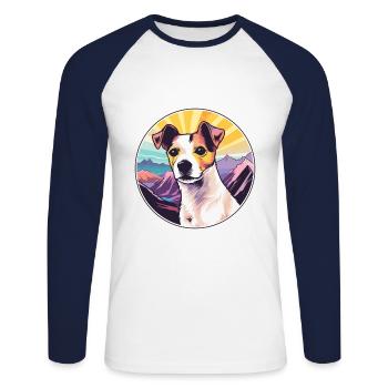 Terrier brésilien race de chien dessin animé kawaii Waterco - T-shirt baseball manches longues Homme - blanc/marine - Devant - Nik (191cm)
