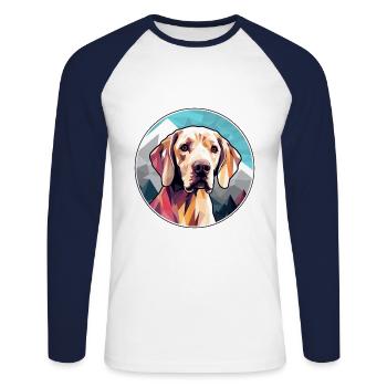 Braque Saint Germain Hunderasse Cartoon Kawaii Wate - Unisex Baseballshirt langarm - Weiß/Navy - Vorne - Nik (191cm)