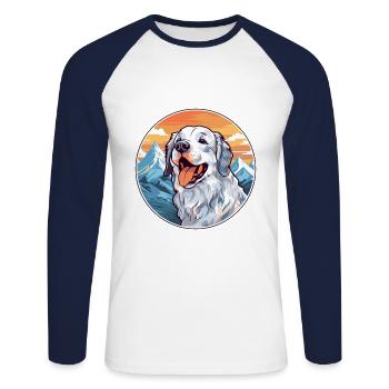 Cao De Gado Transmontano Hunderasse Cartoon Kawaii - Unisex Baseballshirt langarm - Weiß/Navy - Vorne - Nik (191cm)