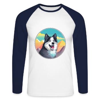 Cao Da Serra De Aires Hunderasse Cartoon Kawaii Wat - Unisex Baseballshirt langarm - Weiß/Navy - Vorne - Nik (191cm)