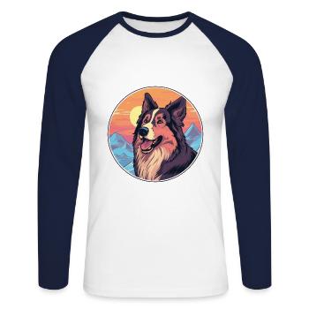 Carpathian Shepherd Dog Breed Cartoon Kawaii Water - Unisex Long Sleeve Baseball T-Shirt - white/navy - Front - Nik (191cm)
