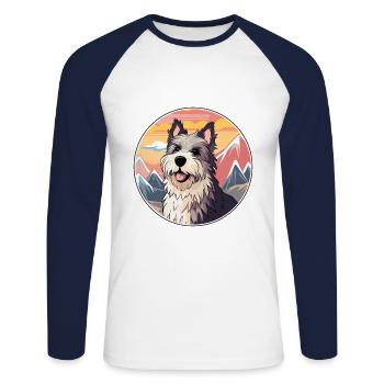 Chien Francais Dog Breed Cartoon Kawaii Watercolor - Unisex Long Sleeve Baseball T-Shirt - white/navy - Front - Nik (191cm)