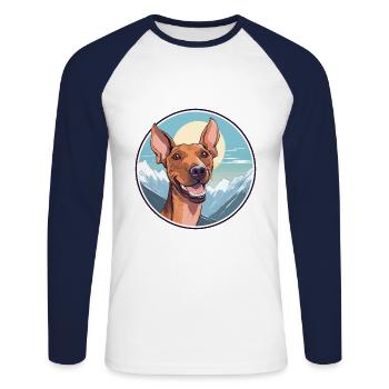 Cirneco Dell Ätna Hunderasse Cartoon Kawaii Waterco - Unisex Baseballshirt langarm - Weiß/Navy - Vorne - Nik (191cm)