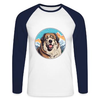 Caucasian Shepherd Dog Breed Cartoon Kawaii Waterc - Unisex Long Sleeve Baseball T-Shirt - white/navy - Front - Nik (191cm)