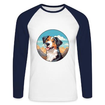 Cimarron Uruguayo Dog Breed Cartoon Kawaii Waterco - Unisex Long Sleeve Baseball T-Shirt - white/navy - Front - Nik (191cm)