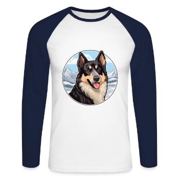Berger croate race de chien Cartoon Kawaii Waterco - T-shirt baseball manches longues Homme - blanc/marine - Devant - Nik (191cm)