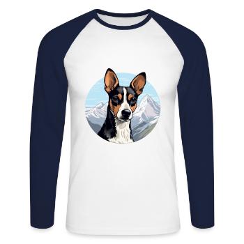 Decker Rat Terrier Dog Breed Cartoon Kawaii Waterc - Unisex Long Sleeve Baseball T-Shirt - white/navy - Front - Nik (191cm)