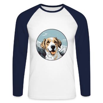 Drever Hunderasse Karikatur Kawaii Aquarell - Unisex Baseballshirt langarm - Weiß/Navy - Vorne - Nik (191cm)