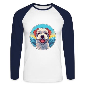 Dutch Smoushond Dog Breed Cartoon Kawaii Watercolo - Unisex Long Sleeve Baseball T-Shirt - white/navy - Front - Nik (191cm)