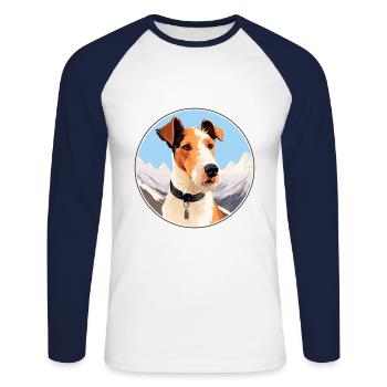 Foxterrier Glatte Hunderasse Cartoon Kawaii Waterc - Unisex Baseballshirt langarm - Weiß/Navy - Vorne - Nik (191cm)