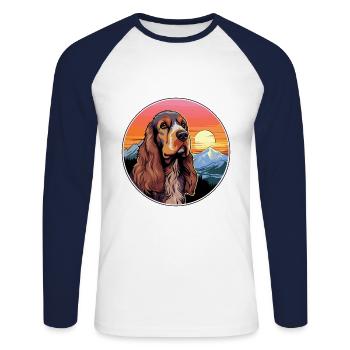 Anglais Cocker Épagneul chien race Cartoon Kawaii Wa - T-shirt baseball manches longues Homme - blanc/marine - Devant - Nik (191cm)