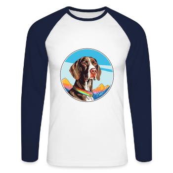 French Gascony Pointer Dog Breed Cartoon Kawaii Wa - Unisex Long Sleeve Baseball T-Shirt - white/navy - Front - Nik (191cm)