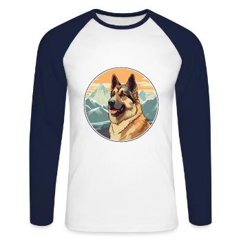Race de chien de berger d’Europe de l’Est Cartoon Kawaii Wa - T-shirt baseball manches longues Homme - blanc/marine - Devant - Nik (191cm)