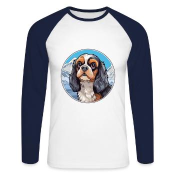 Anglais Jouet Épagneul Chien Race Cartoon Kawaii Eau - T-shirt baseball manches longues Homme - blanc/marine - Devant - Nik (191cm)