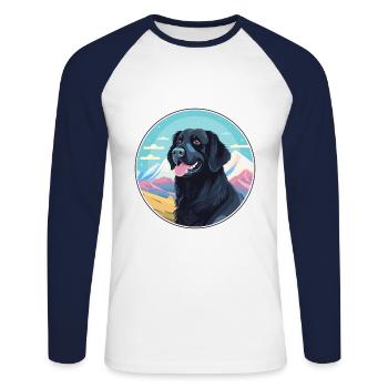Plat enduit Retriever chien race dessin animé Kawaii Wat - T-shirt baseball manches longues Homme - blanc/marine - Devant - Nik (191cm)