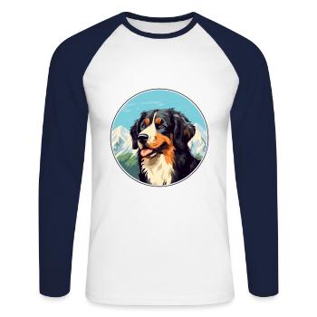 Formose Mountain Dog race Cartoon Kawaii Waterco - T-shirt baseball manches longues Homme - blanc/marine - Devant - Nik (191cm)