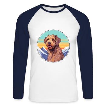 Fauve de Bretagne Hunderasse Cartoon Kawaii Waterco - Unisex Baseballshirt langarm - Weiß/Navy - Vorne - Nik (191cm)