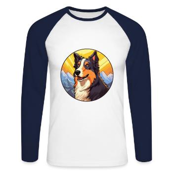 Georgischer Schäferhund Rasse Cartoon Kawaii Waterco - Unisex Baseballshirt langarm - Weiß/Navy - Vorne - Nik (191cm)