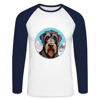 Giant Schnauzer Dog Breed Cartoon Kawaii Watercolo - Unisex Long Sleeve Baseball T-Shirt - white/navy - Front - Nik (191cm)
