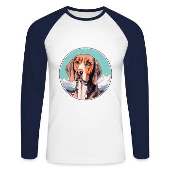 Harrier Hunderasse Cartoon Kawaii Aquarell - Unisex Baseballshirt langarm - Weiß/Navy - Vorne - Nik (191cm)