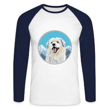 Himalayan Sheepdog Dog Breed Cartoon Kawaii Waterc - Unisex Long Sleeve Baseball T-Shirt - white/navy - Front - Nik (191cm)