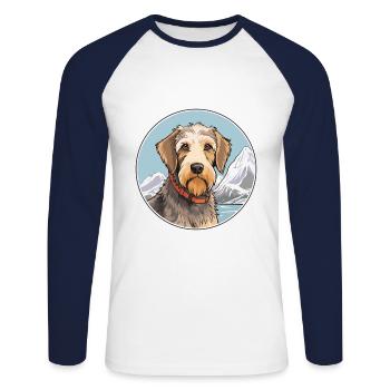 Chien de chasse à poil dur d’Istrie race de chien Cartoon Kawaii - T-shirt baseball manches longues Homme - blanc/marine - Devant - Nik (191cm)