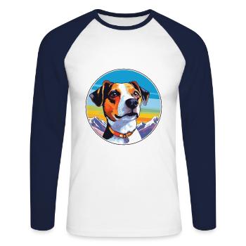 Jack Russell Terrier Dog Breed Cartoon Kawaii Wate - Unisex Long Sleeve Baseball T-Shirt - white/navy - Front - Nik (191cm)