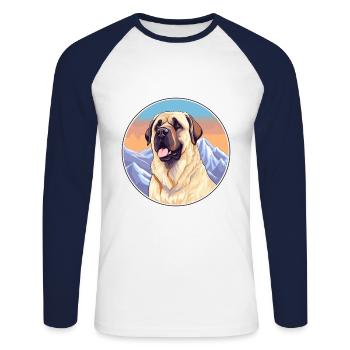 Kangal chien race dessin animé Kawaii aquarelle - T-shirt baseball manches longues Homme - blanc/marine - Devant - Nik (191cm)