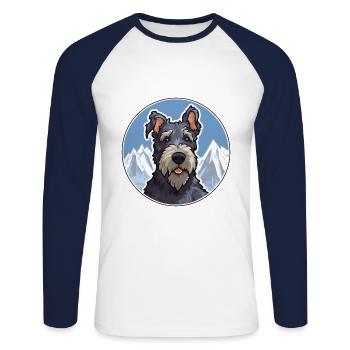 Kerry Blue Terrier chien race dessin animé kawaii Waterc - T-shirt baseball manches longues Homme - blanc/marine - Devant - Nik (191cm)