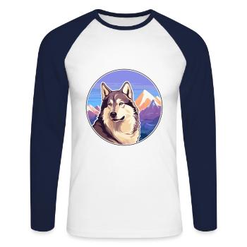 Kunming Wolfdog Hunderasse Cartoon Kawaii Watercolo - Unisex Baseballshirt langarm - Weiß/Navy - Vorne - Nik (191cm)