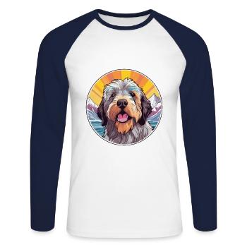 Middle Asian Ovtcharka Dog Breed Cartoon Kawaii Wa - Unisex Long Sleeve Baseball T-Shirt - white/navy - Front - Nik (191cm)