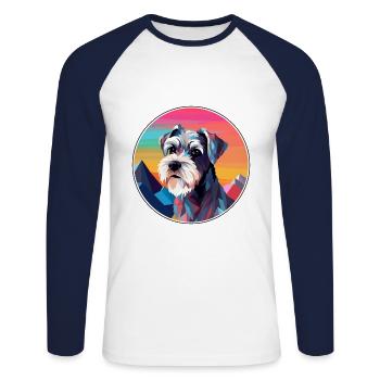 Mittelschnauze Hunderasse Karikatur Kawaii Aquarell - Unisex Baseballshirt langarm - Weiß/Navy - Vorne - Nik (191cm)